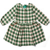 Comfy Checkered Drop Waist Button-Down Front Pockets Dress, Fern Green - Dresses - 1 - thumbnail