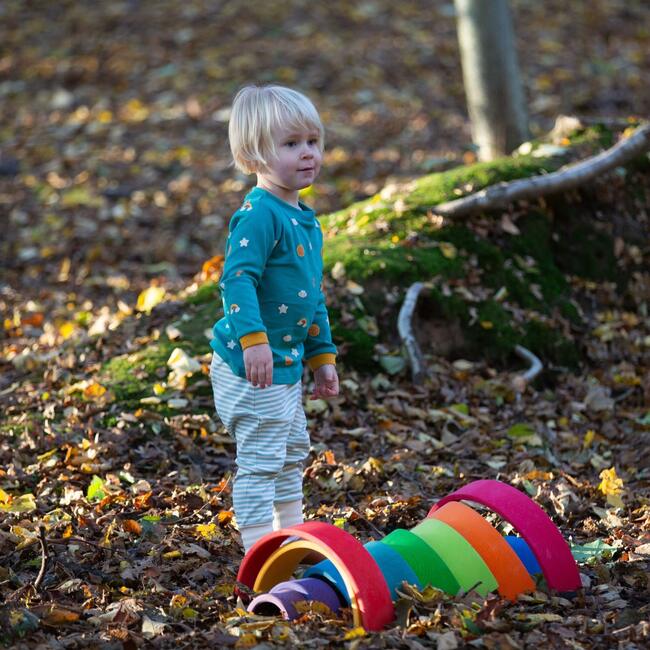 Organic Envelope Neck Long Sleeve T-Shirt And Jogger Playset, Turquoise Skies - Loungewear - 7