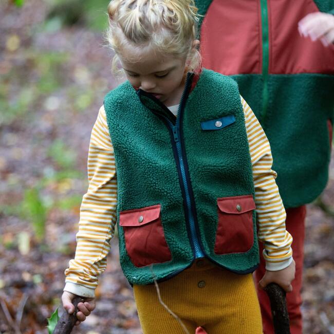 Cosy Recycled Fleece Sleeveless Patch Pockets Zipper Gilet, Olive - Vests - 7