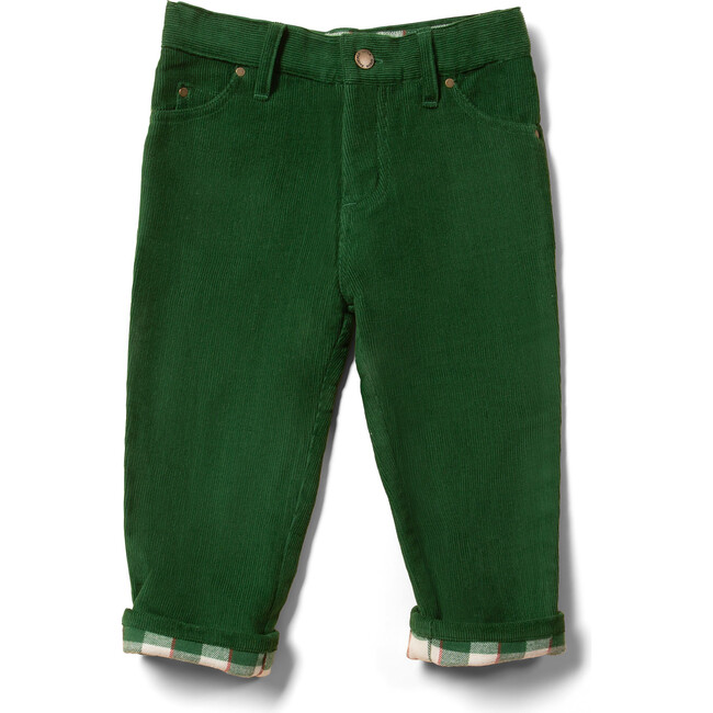 Adventure Corduroy Straight-Fit Pockets Zipper Jeans, Vintage Green