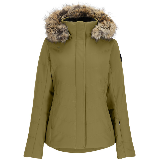 Women's Tuscany II Ski-Ready Regular Fit Faux Fur Hooded Jacket, Smokey Olive