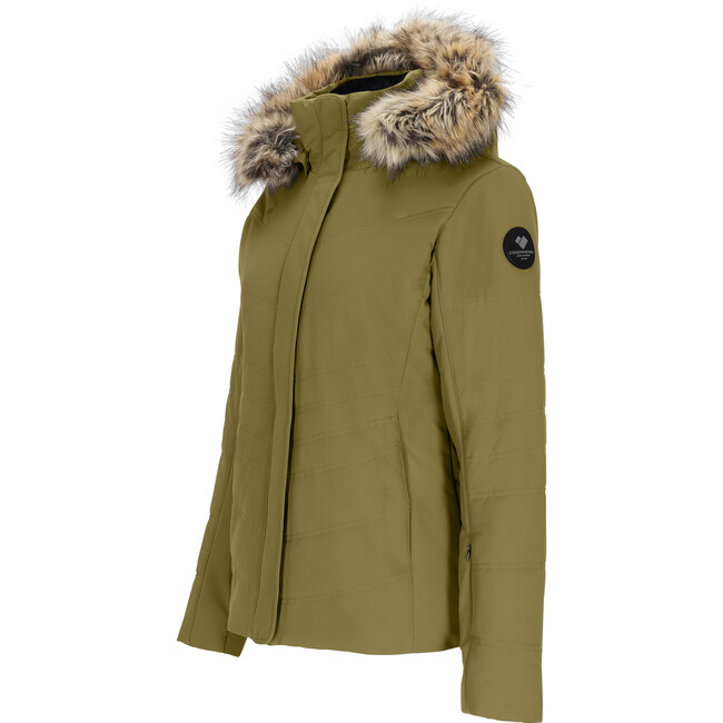 Women's Tuscany II Ski-Ready Regular Fit Faux Fur Hooded Jacket, Smokey Olive - Parkas - 3