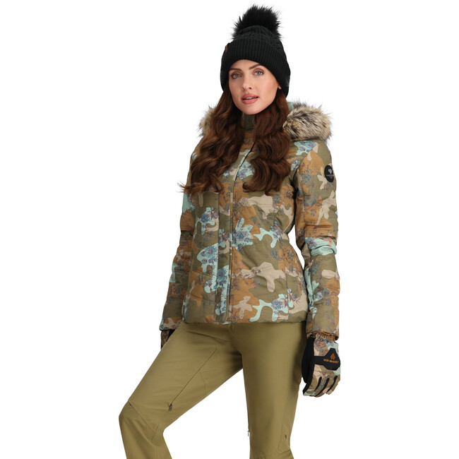 Women's Tuscany II Ski-Ready Regular Fit Faux Fur Hooded Jacket, Vintage Camo - Parkas - 4