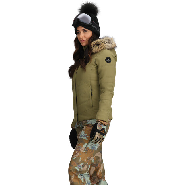 Women's Tuscany II Ski-Ready Regular Fit Faux Fur Hooded Jacket, Smokey Olive - Parkas - 6