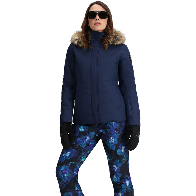 Women's Tuscany II Ski-Ready Regular Fit Faux Fur Hooded Jacket, Midnight Navy - Parkas - 4