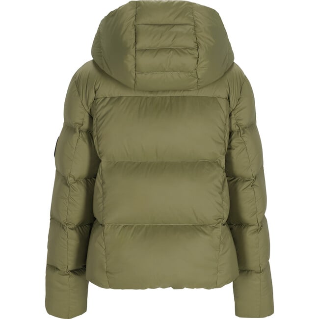 Women's Calypso Down Winter Relaxed Fit Puffer Hodded Jacket, Smokey Olive - Puffers & Down Jackets - 2