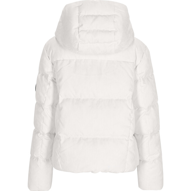 Women's Calypso Down Winter Relaxed Fit Puffer Hodded Jacket, White Zebra - Puffers & Down Jackets - 2