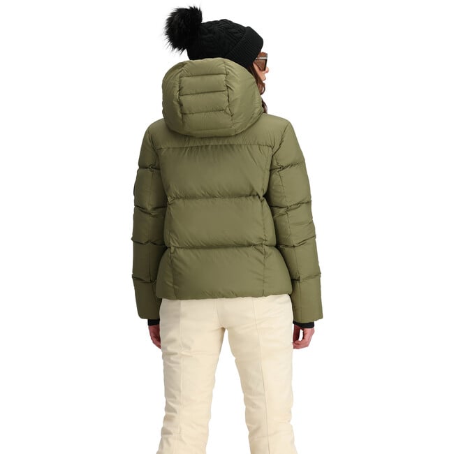 Women's Calypso Down Winter Relaxed Fit Puffer Hodded Jacket, Smokey Olive - Puffers & Down Jackets - 5