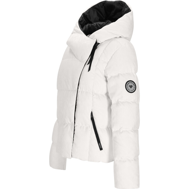 Women's Calypso Down Winter Relaxed Fit Puffer Hodded Jacket, White Zebra - Puffers & Down Jackets - 3