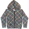 Girls Oversized Drop Shoulder Full-Zip Hoodie, Rainbow Houndstooth - Sweatshirts - 1 - thumbnail