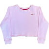 Girls Raw Hem Crew Neck Long Sleeve Crop Sweatshirts, Rose - Sweatshirts - 1 - thumbnail