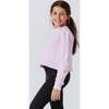 Girls Raw Hem Crew Neck Long Sleeve Crop Sweatshirts, Rose - Sweatshirts - 2