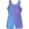 Girls Thick Straps Mid Back Cut Out Leotard, Unicorn Glitter - Leotard - 1 - thumbnail