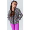 Girls Oversized Drop Shoulder Full-Zip Hoodie, Rainbow Houndstooth - Sweatshirts - 2