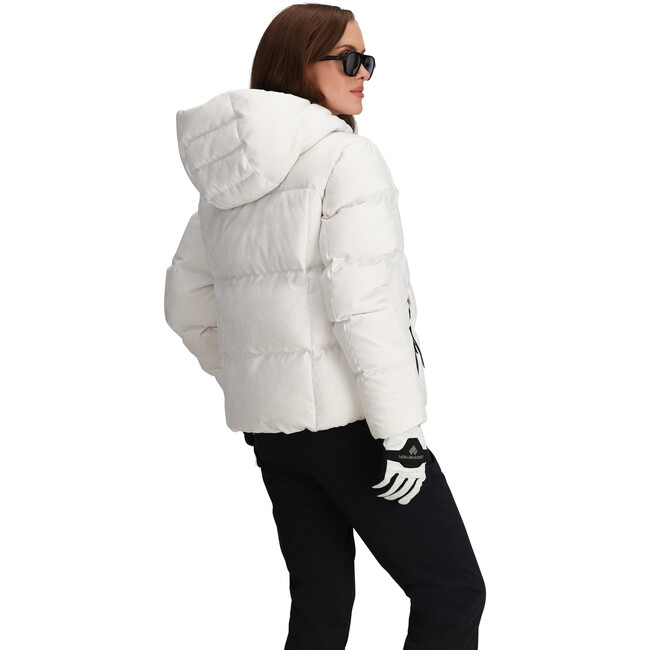 Women's Calypso Down Winter Relaxed Fit Puffer Hodded Jacket, White Zebra - Puffers & Down Jackets - 7