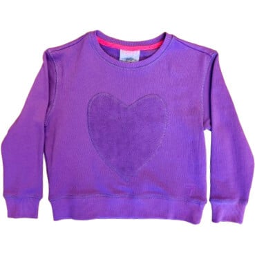 Girls Raw Hem Crew Neck Long Sleeve Crop Sweatshirts, Provence Lavender