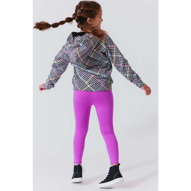 Girls Oversized Drop Shoulder Full-Zip Hoodie, Rainbow Houndstooth - Sweatshirts - 3