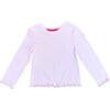 Girls Lettuce Edge Crew Neck Long Sleeve T-Shirt, Rose - T-Shirts - 1 - thumbnail