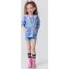 Girls Oversized Drop Shoulder Full-Zip Hoodie, Denim Splatter - Sweatshirts - 4