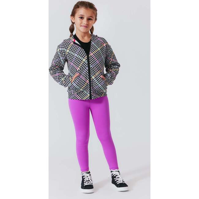 Girls Oversized Drop Shoulder Full-Zip Hoodie, Rainbow Houndstooth - Sweatshirts - 4