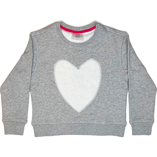 Girls Heart Seamed Crew Neck Long Sleeve Sweatshirts, Grey