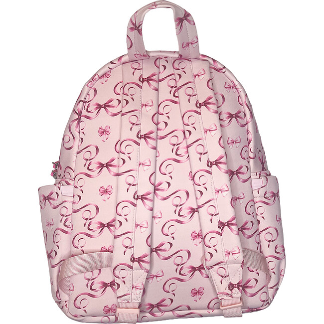 Girls Adjustable Shoulder Strap Zipper Backpack, Pink Bows - Backpacks - 2