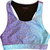 Girls Hi-Shine Scoop Neck Racer Back Sports Bra, Unicorn Glitter - Bras - 1 - thumbnail