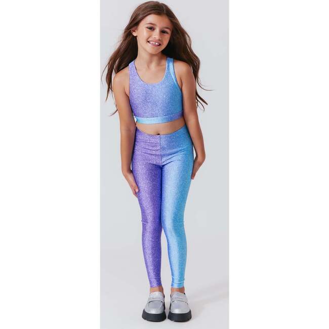 Girls Hi-Shine Scoop Neck Racer Back Sports Bra, Unicorn Glitter - Bras - 4