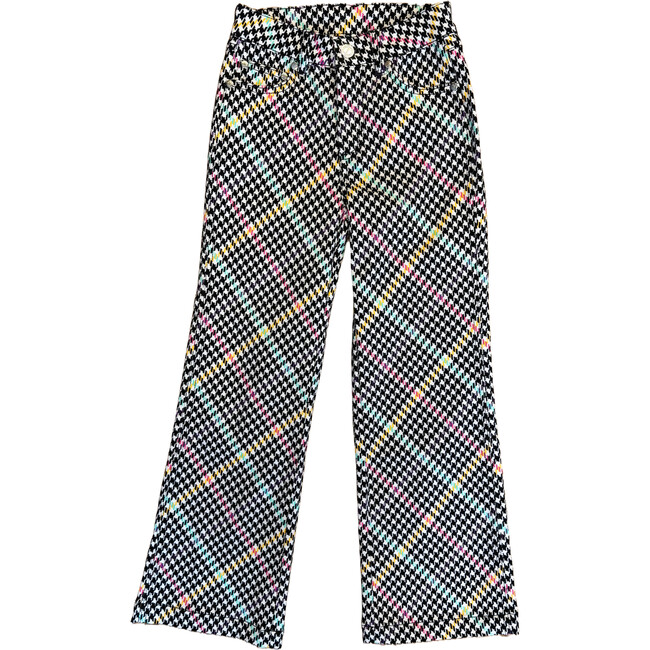 Girls Hi-Shine Mid Rise Slim Band Twill Pant, Rainbow Houndstooth