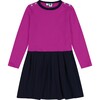 Francesca Striped Bateau Neck Drop Waist Skirt Dress, Pink & Navy - Dresses - 1 - thumbnail