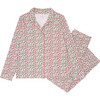 Women's Rosebud Print Classic Collar Long Sleeve Top And Pants Pajamas Set, Red - Pajamas - 1 - thumbnail