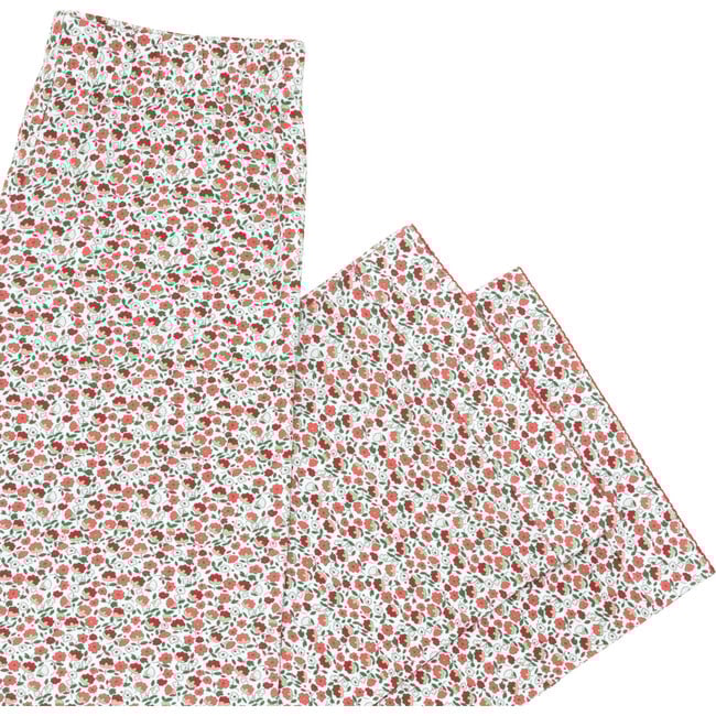 Women's Rosebud Print Classic Collar Long Sleeve Top And Pants Pajamas Set, Red - Pajamas - 5