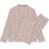 Women's Rosebud Print Classic Collar Long Sleeve Top And Pants Pajamas Set, Red - Pajamas - 6