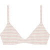 Women's Crinkle Gingham Print Removable Pads Adjustable Straps Bikini Top, Brown - Two Pieces - 1 - thumbnail