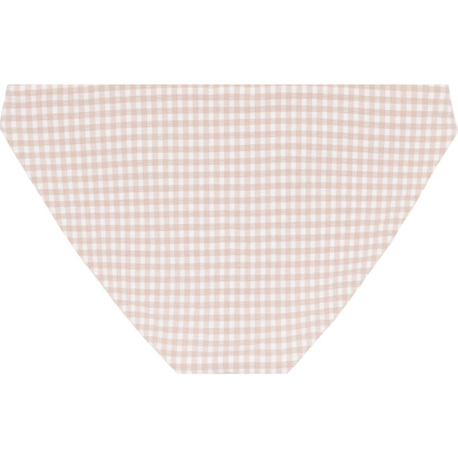 Women's Crinkle Gingham Print Straight Low Waist Bikini Bottom, Brown - Two Pieces - 6