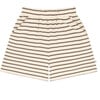 Women's Breton Striped Elastic Waistband Pocket Shorts, Brown & Cream - Shorts - 1 - thumbnail