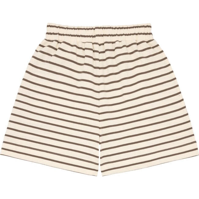 Women's Breton Striped Elastic Waistband Pocket Shorts, Brown & Cream - Shorts - 6