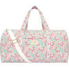 Women's Bluebells Print Cotton Quilted Weekender Grab Handle Duffle Bag, Pink - Bags - 1 - thumbnail