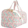 Women's Bluebells Print Cotton Quilted Weekender Grab Handle Duffle Bag, Pink - Bags - 4