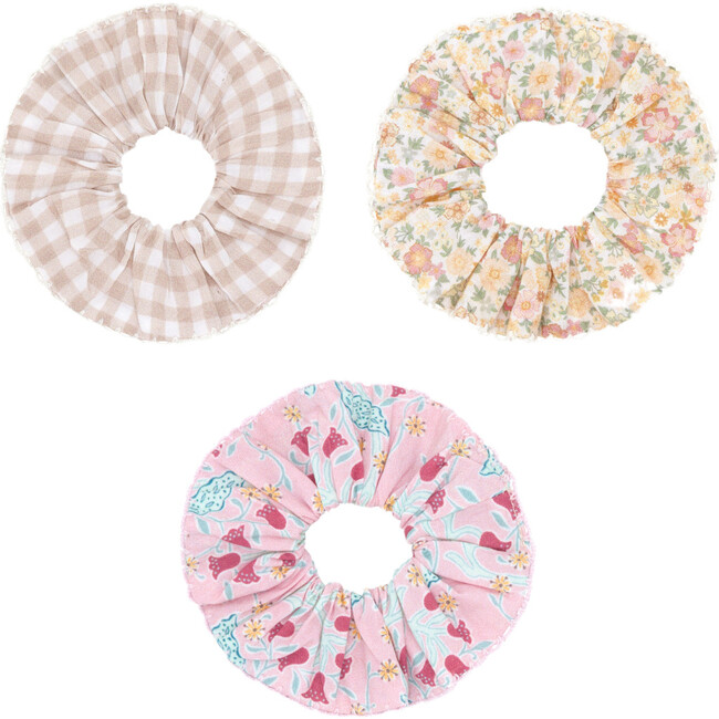 Resort Print Hair Scrunchies, Multicolors (Pack Of 3)