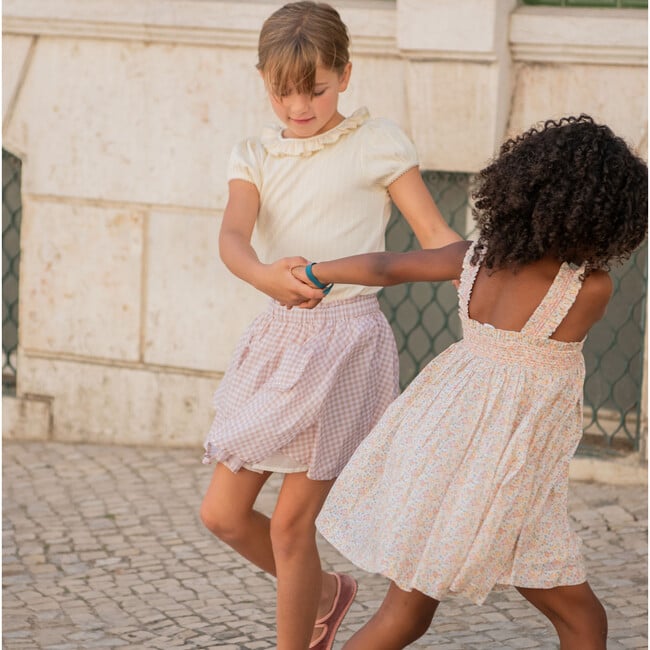 Marigold Floral Print Smocked Square Neck Ruffle Strap Dress, Yellow - Dresses - 4