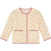 Marigold Floral Print Quilted Snap Closure Patch Pocket Jacket, Pink - Jackets - 1 - thumbnail