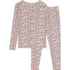 Girls Rosebud Print Pima Long Sleeve Top And Pants Pajamas Set, Red - Pajamas - 5