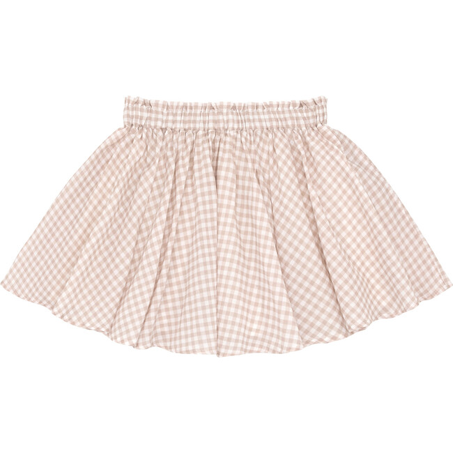 Gingham Print Elastic Paperbag Waistband Pocket Pull-On Skirt, Brown - Skirts - 7