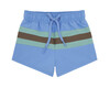 Boys Triple Colorblock Elastic Waistband Drawstring Pocket Boardie, Lagoon Blue - Swim Trunks - 1 - thumbnail