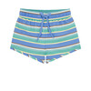 Boys Costa Striped Elastic Waistband Drawstring Pocket Boardie, Blue - Swim Trunks - 1 - thumbnail