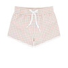 Boys Gingham Print Elastic Waistband Drawstring Pocket Boardie, Brown - Swim Trunks - 1 - thumbnail