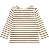 Breton Striped Crew Neck Long Sleeve T-Shirt, Brown & Cream - T-Shirts - 1 - thumbnail