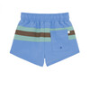 Boys Triple Colorblock Elastic Waistband Drawstring Pocket Boardie, Lagoon Blue - Swim Trunks - 5