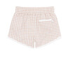 Boys Gingham Print Elastic Waistband Drawstring Pocket Boardie, Brown - Swim Trunks - 7